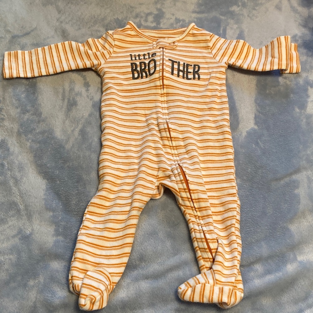 3 for $ 16 Carter's Orange Striped Little Brother Footie